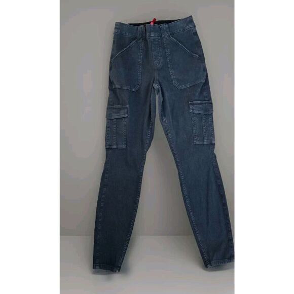 SPANX Stretch Twill Ankle Cargo‎ Pant in Washed Black Size M - Picture 1 of 8